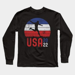 USA Flag American Soccer 2022 Pride Proud Support Squad Long Sleeve T-Shirt